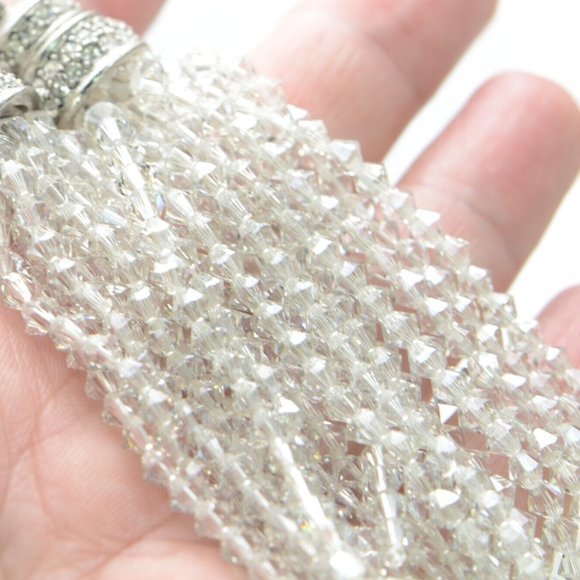 Oscar de la Renta Crystal Tassel Drop Clip Earrings - Picture 7 of 11